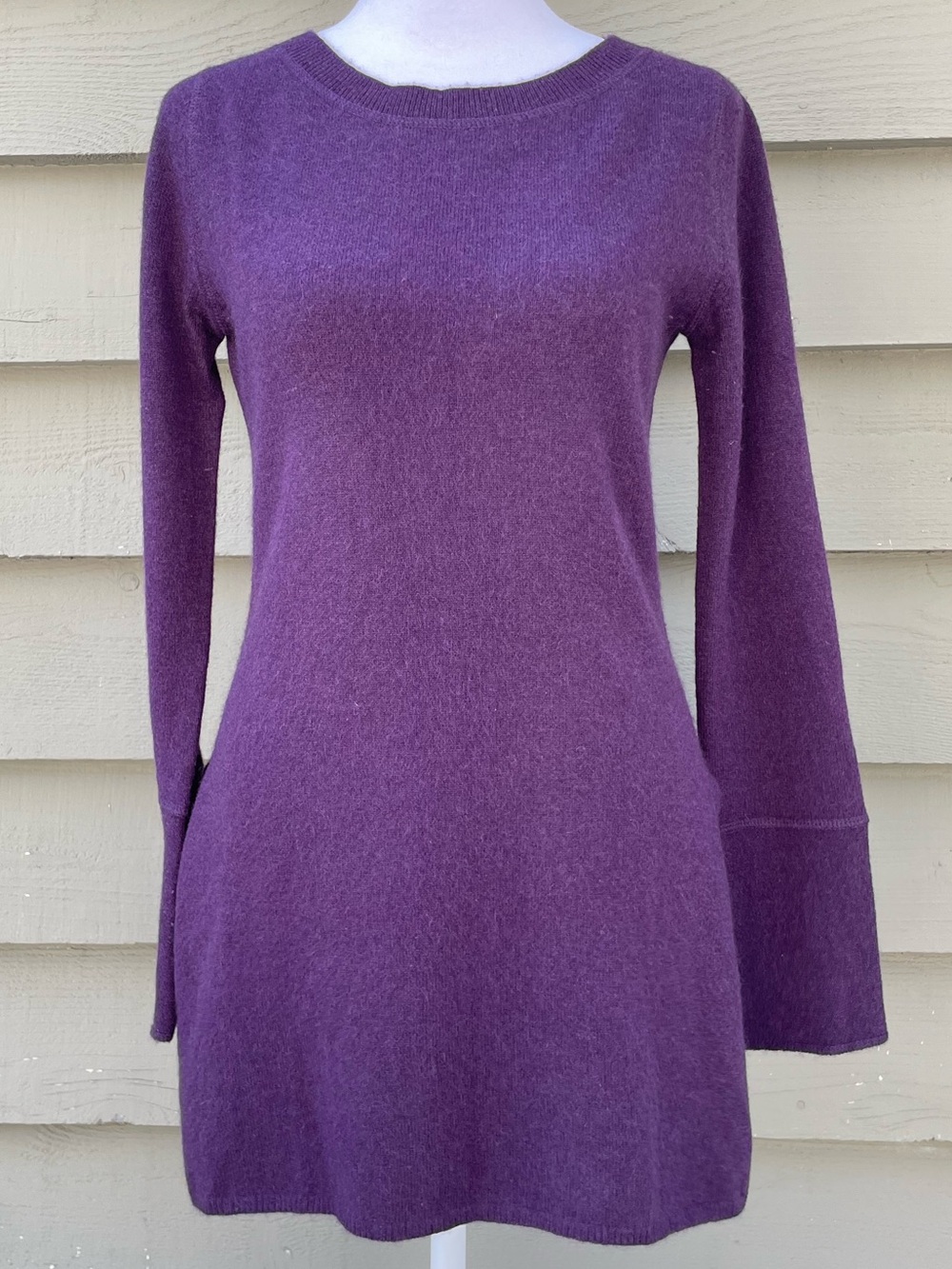 Ply Cashmere Purple Long-Sleeve Knit Tunic Sweater size XS